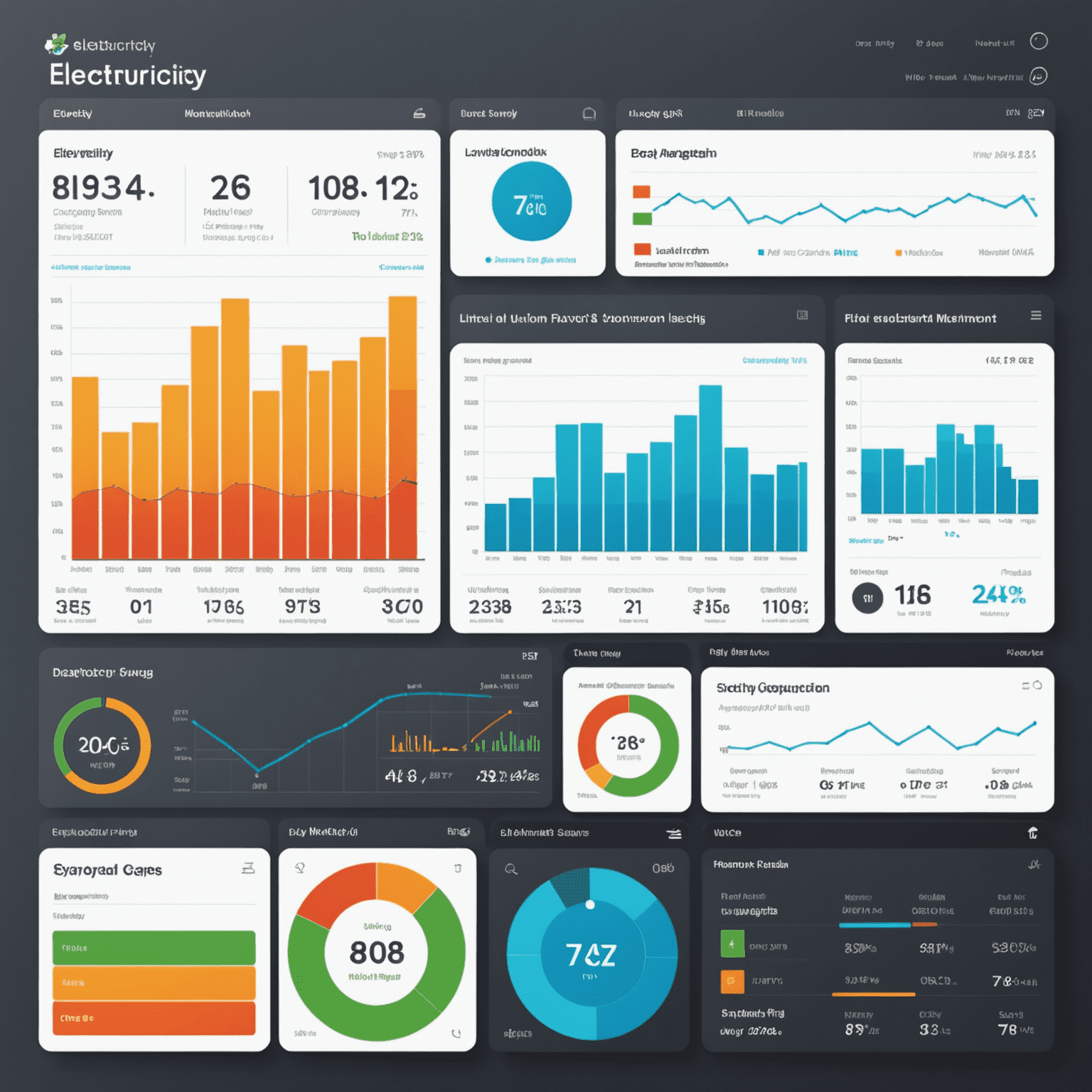 Interactive dashboard showing various charts and graphs of electricity consumption patterns, including daily, weekly, and monthly usage trends