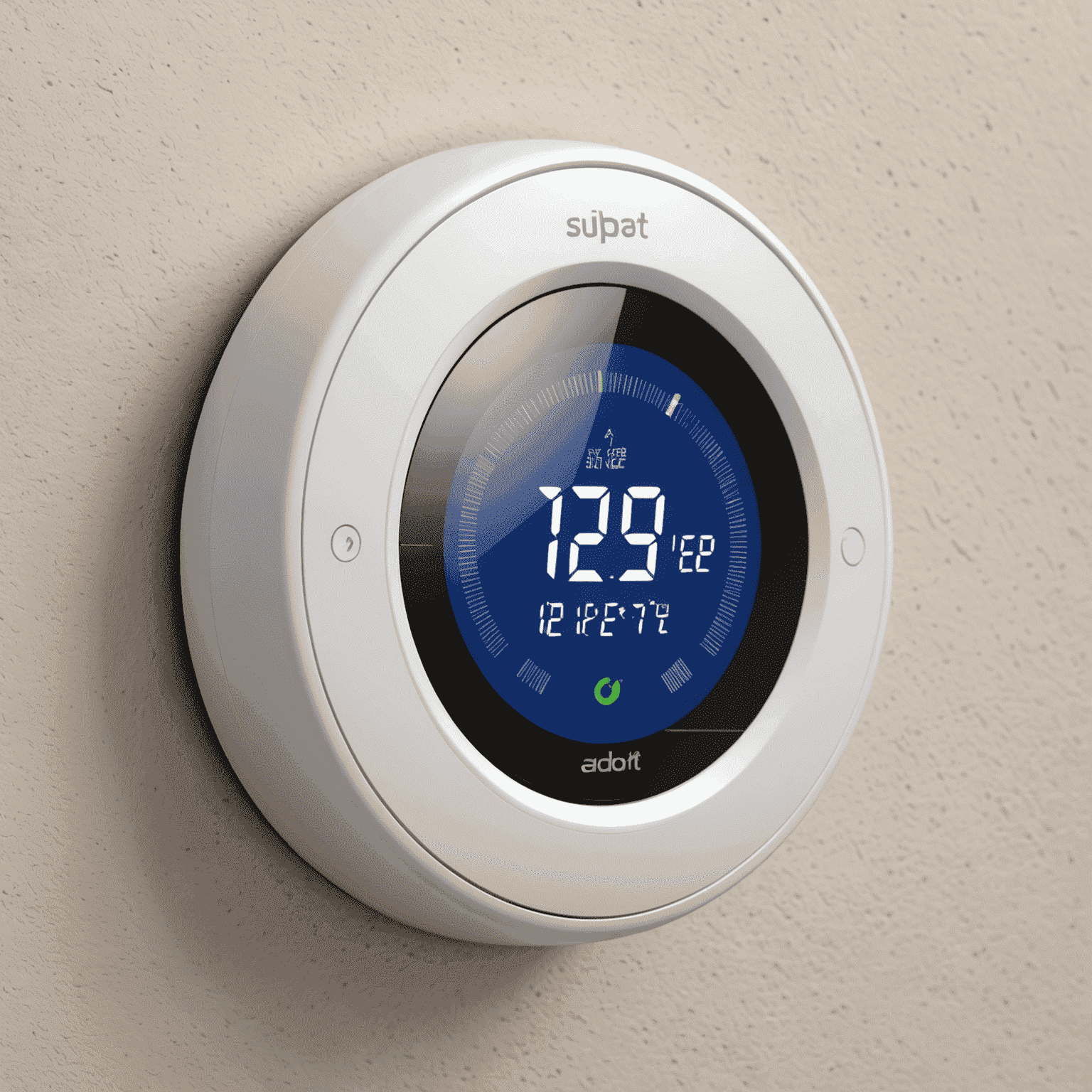 A digital thermostat showing energy-efficient temperature settings for summer and winter