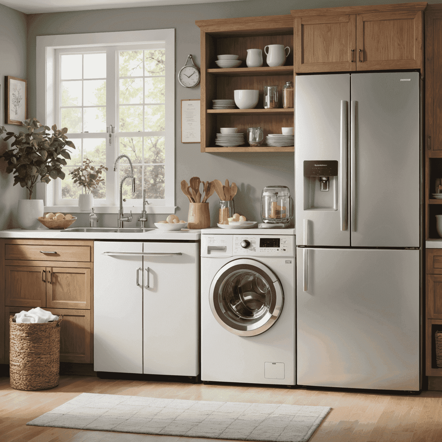 Collage of energy-efficient appliances including a refrigerator, washing machine, and dishwasher, all with ENERGY STAR labels prominently displayed