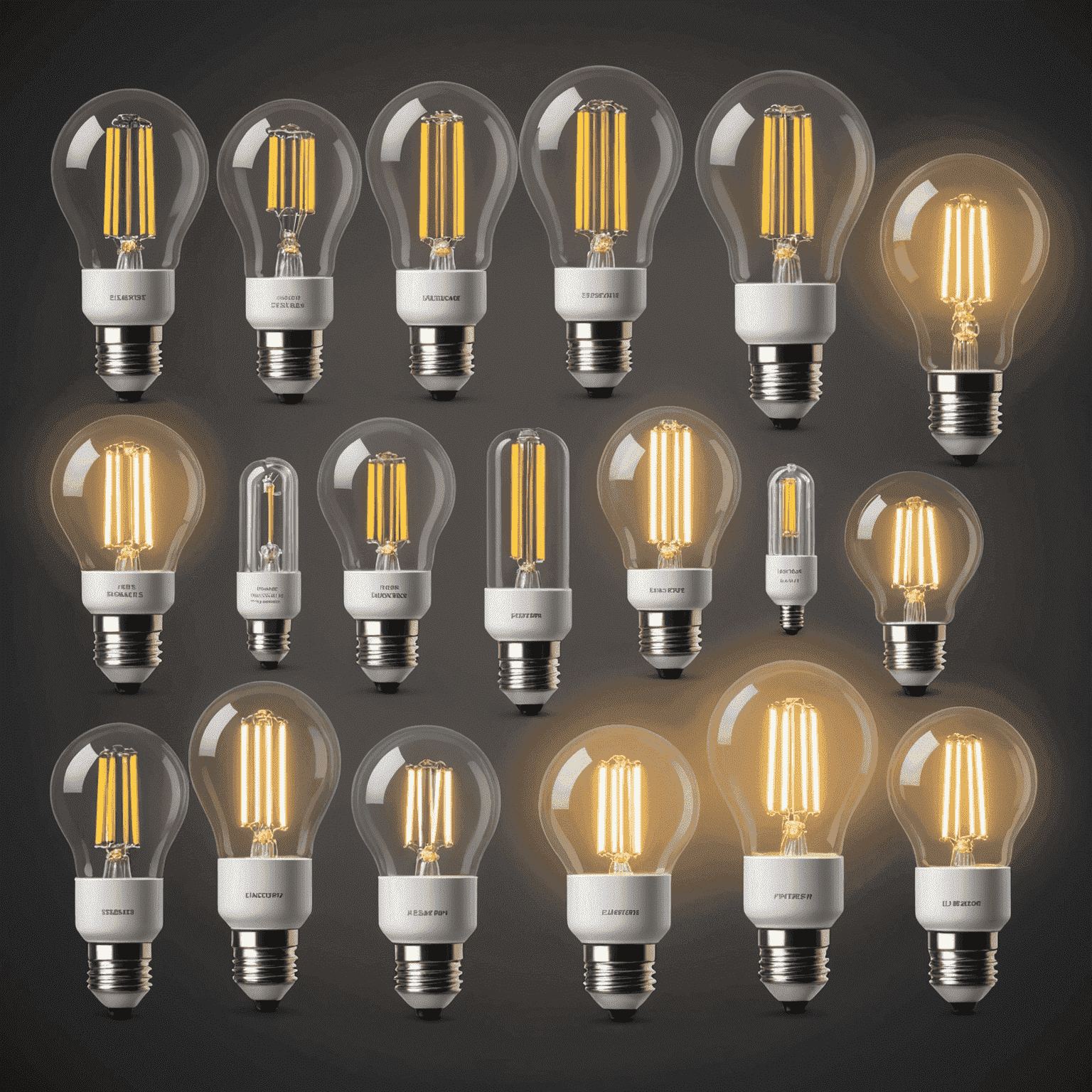 Various types of energy-efficient LED light bulbs