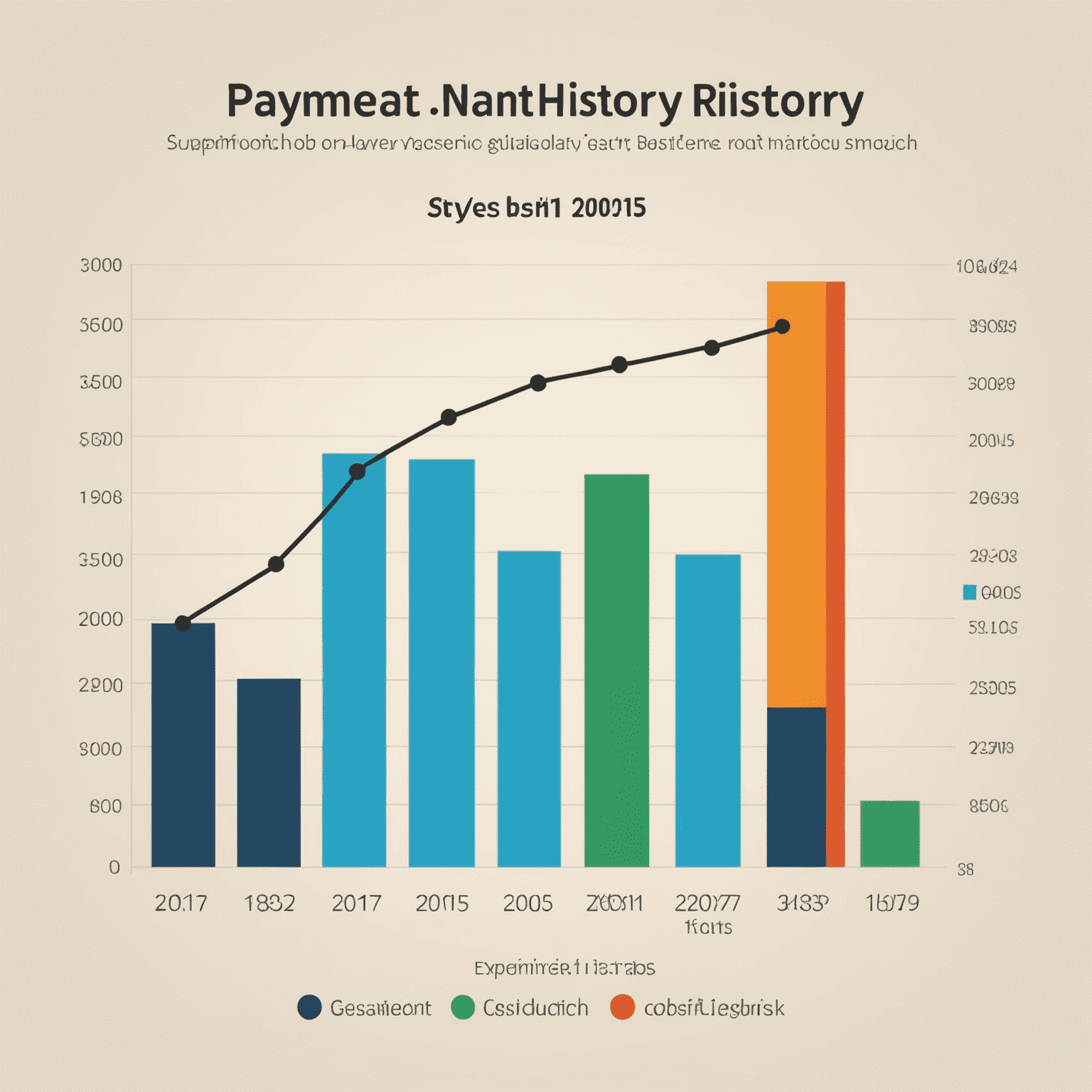 A graph showing payment history over time, with bars representing different months and amounts