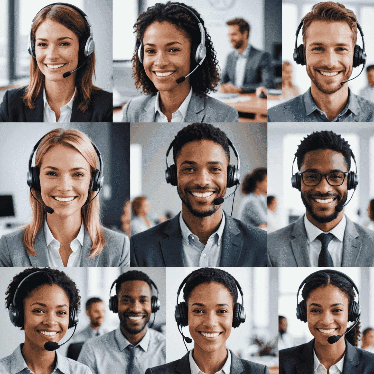 A collage of customer support channels including a smiling representative with a headset, email interface, and a live chat window. The image conveys accessibility and friendly assistance.