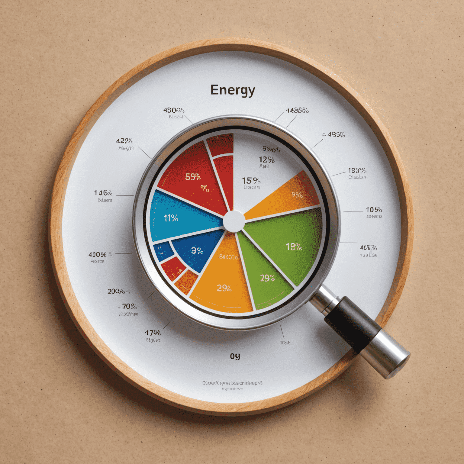 Icon of a magnifying glass over a pie chart, symbolizing the analysis of energy consumption data
