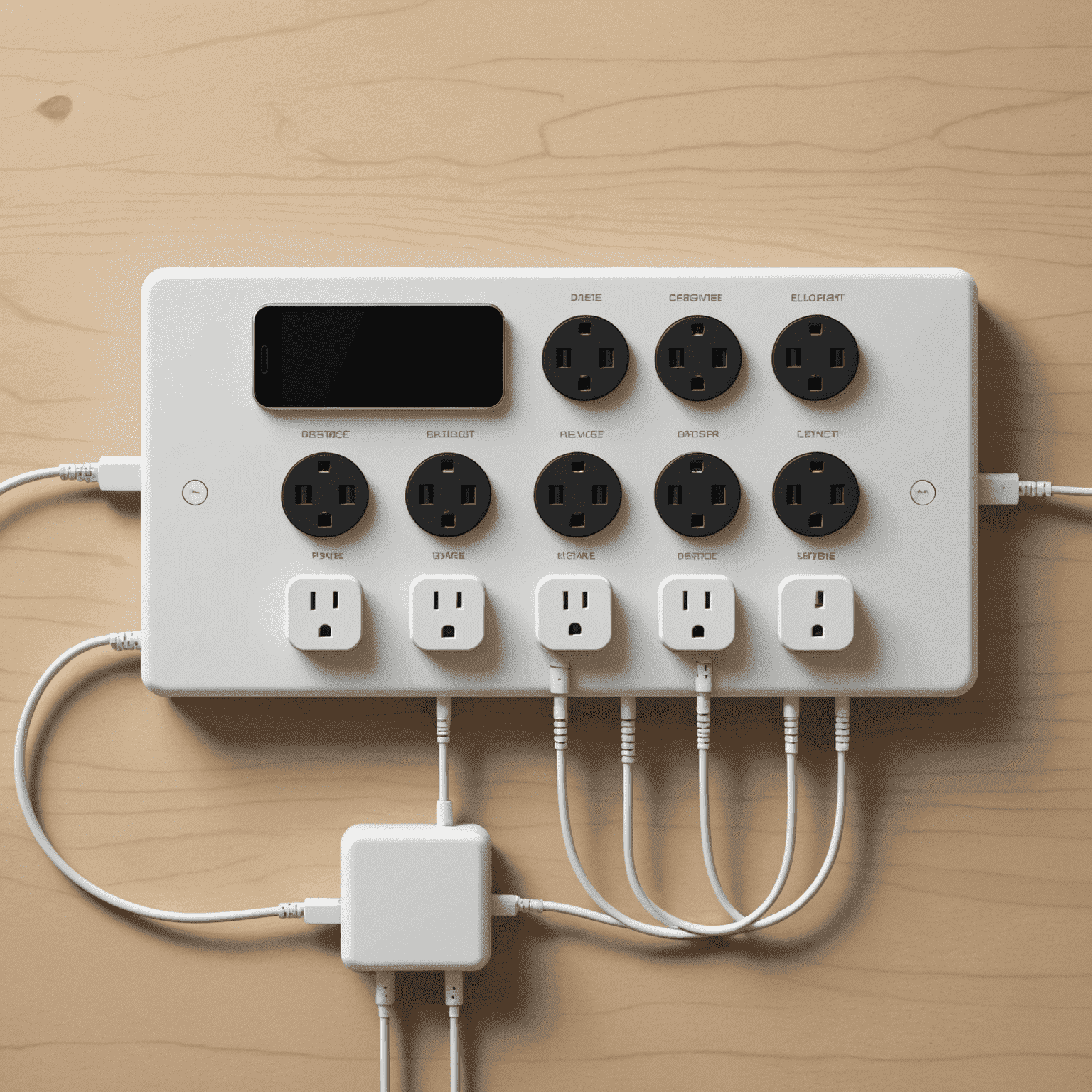 A power strip with multiple electronic devices unplugged
